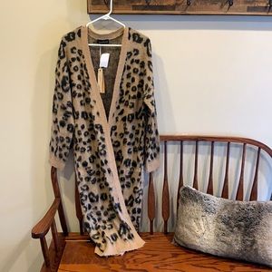 Leopard cheetah print duster cardigan